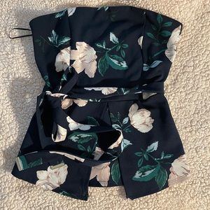 Strapless flower printed top